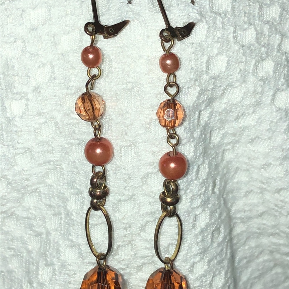 Vintage Style Bead Copper Earrings - Picture 3 of 6